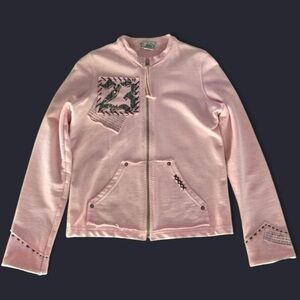 Y2K Vintage Riley Pink Moto Jacket Sweatshirt